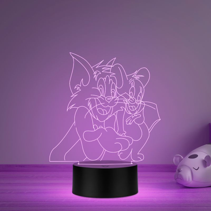 3D Illusion Cartoon Tom & Jerry Led Night Lamp 16 Color Changing Light with Remote Control  Best Gift for Children Girls Boys Kids Room Decoration